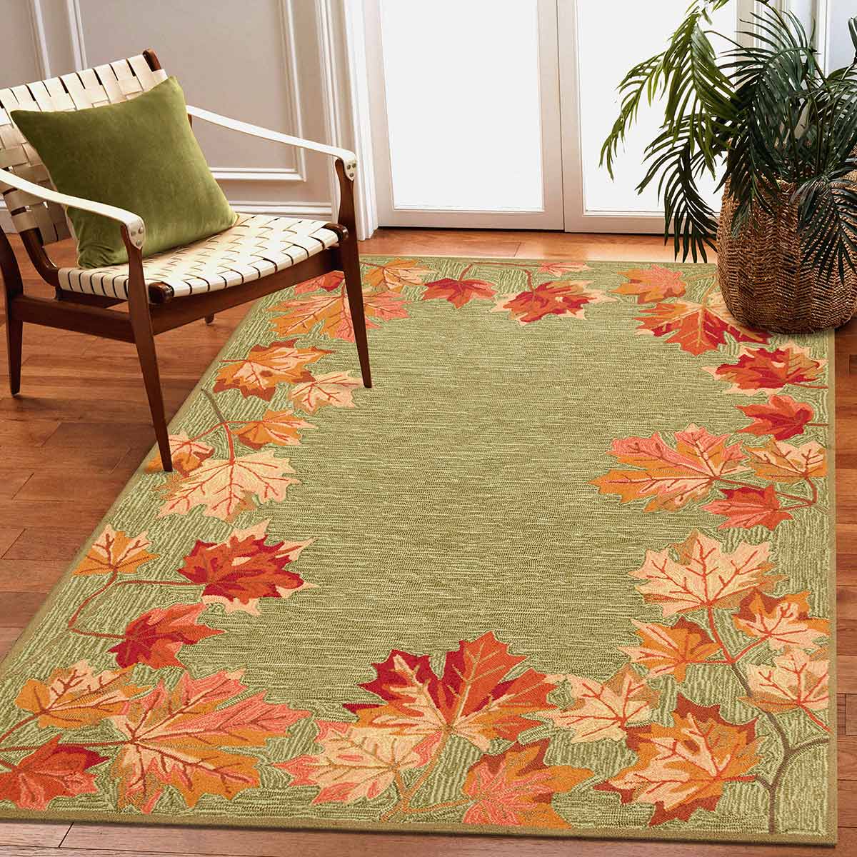 Autumn Leaves Moss Indoor/Outdoor Rug - 5 x 8