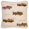 Trout Stream Hooked Wool Pillow