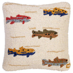 Trout Stream Hooked Wool Pillow