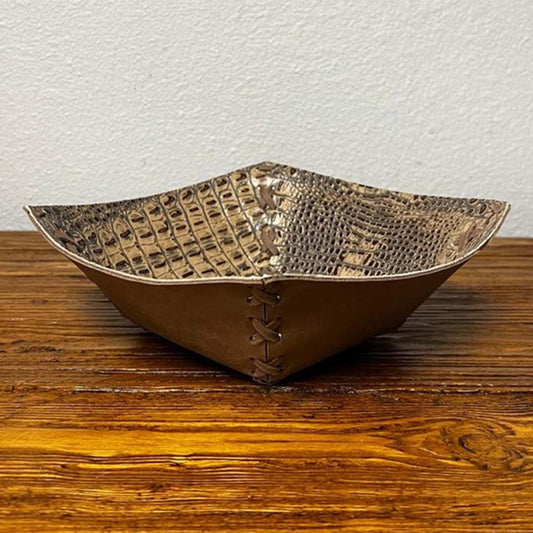 Croc Stitched Decorative Bowl - Tan - OVERSTOCK