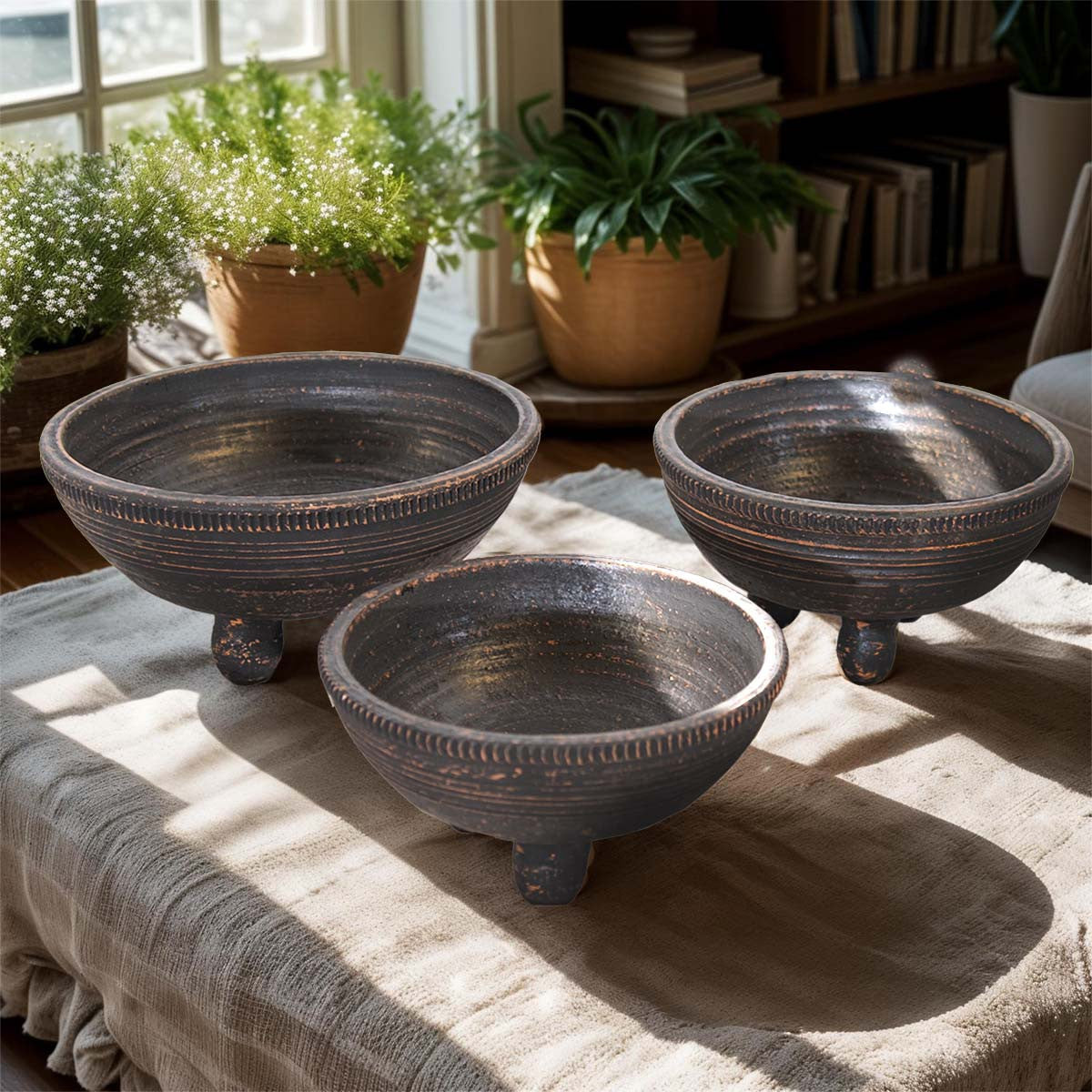 Dust Trail Clay Bowls - Set of 3 - OVERSTOCK