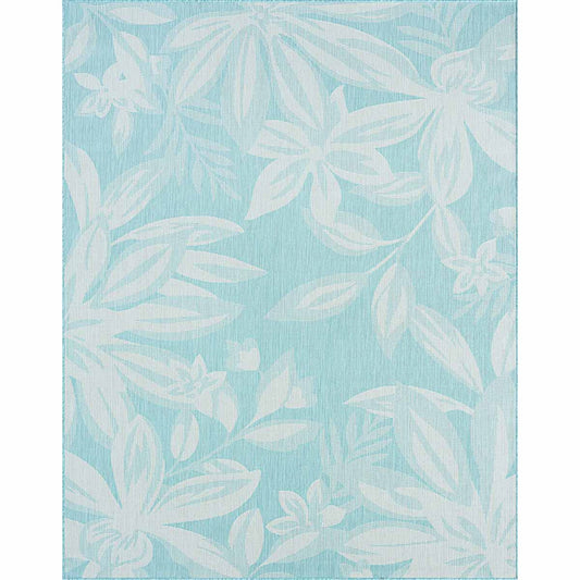 Fiji Flowers Aqua Indoor/Outdoor Rug - 9 x 12 - OVERSTOCK