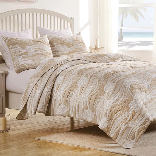 Ocean Drift Sand Quilt Bed Set - King/Cal. King - OVERSTOCK