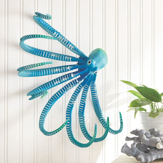 Blue Octopus Metal Wall Art - OVERSTOCK