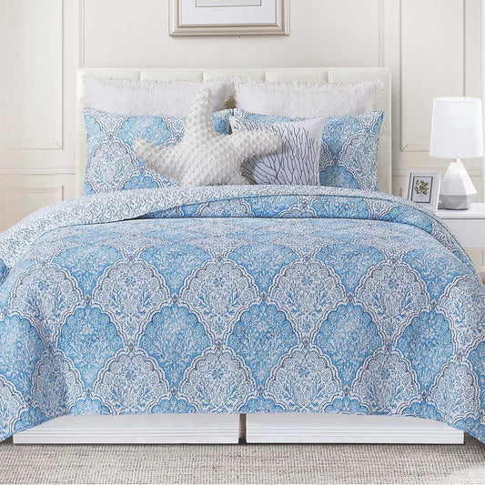Seaside Azure Quilt Bed Set - Twin - OVERSTOCK