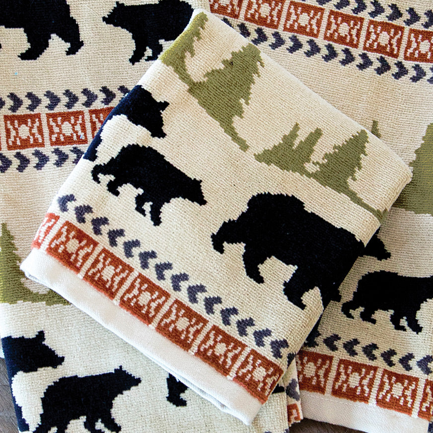 Ivory Mountain Bears Wash Cloth