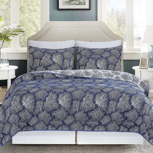Coral Dreams Jacquard Coverlet Set - King - OVERSTOCK
