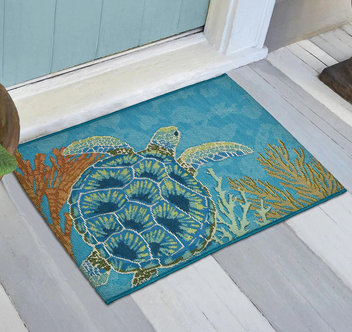Barrier Sea Turtle Rug - 2 x 4 - OVERSTOCK