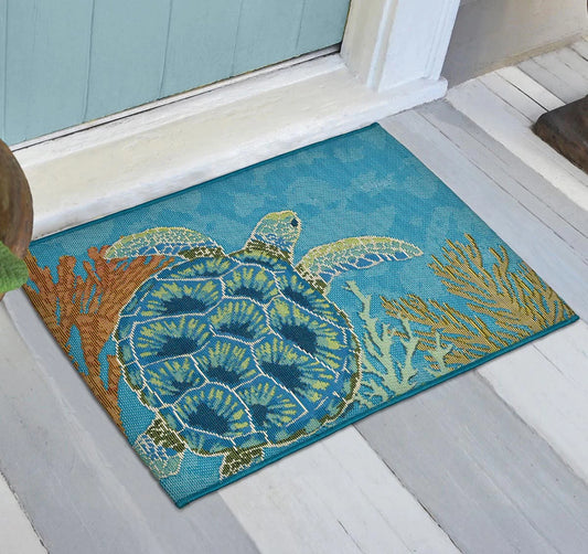 Barrier Sea Turtle Rug - 2 x 4 - OVERSTOCK