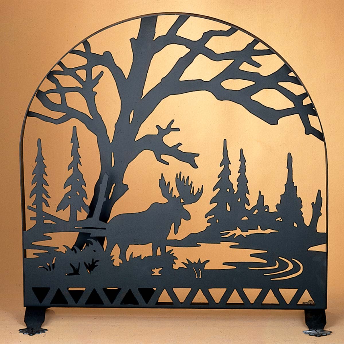 Waterside Moose Arched Fireplace Screen
