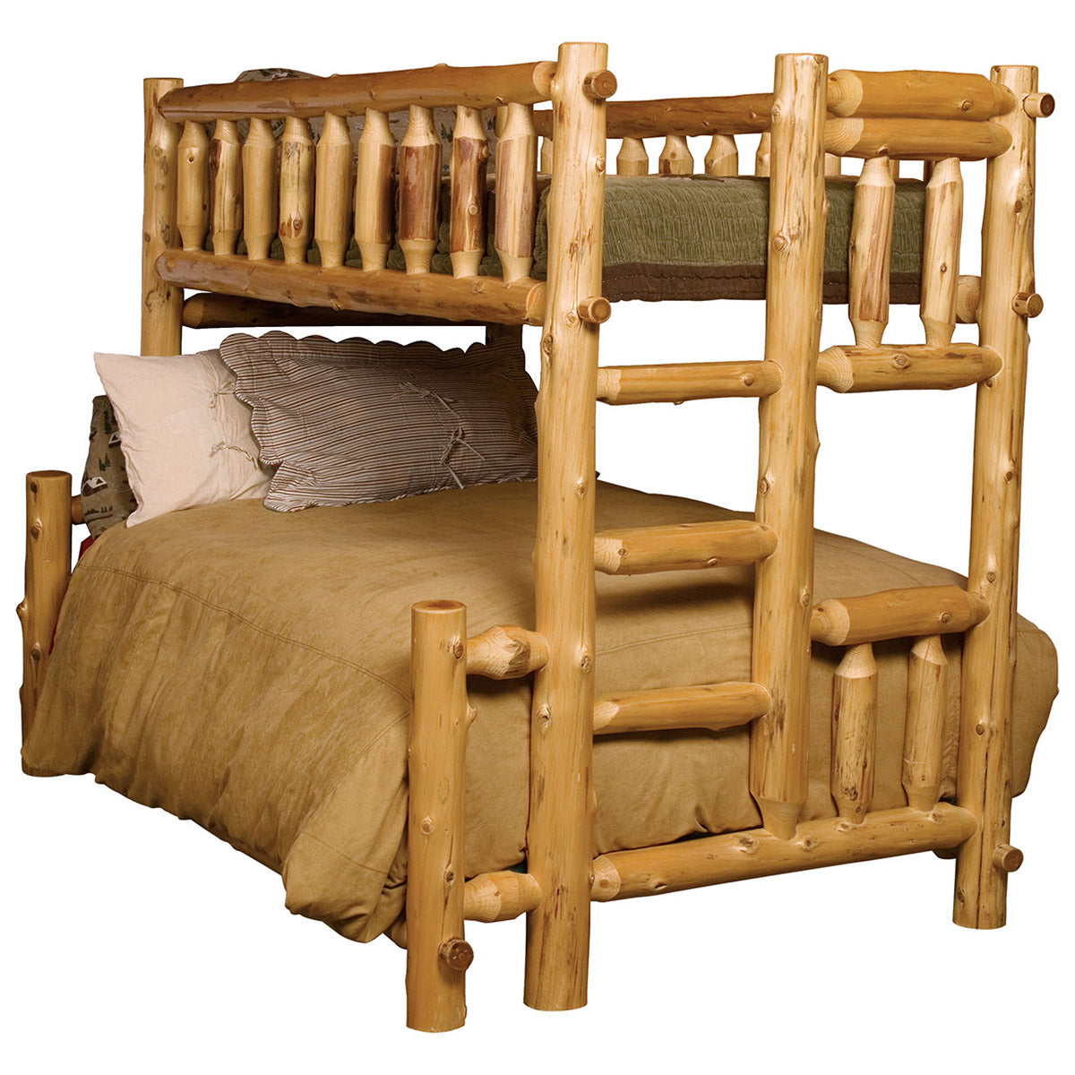 Cedar Log Bunk Bed - Twin/Full - Left Ladder | Black Forest Decor
