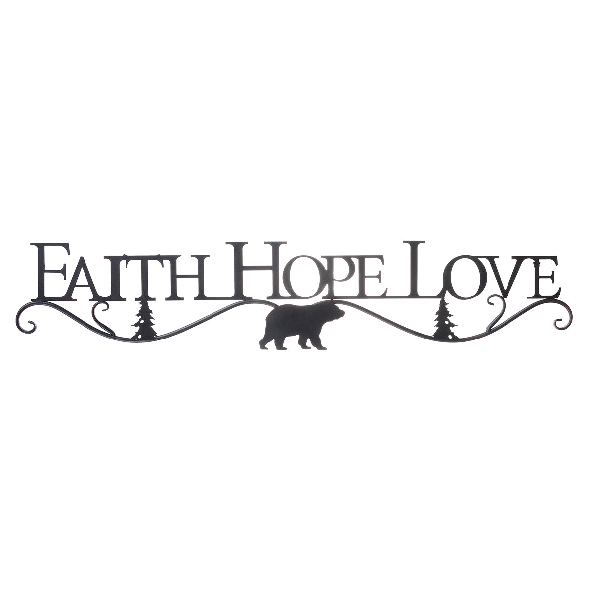 Faith, Hope, Love Metal Bear Wall Hanging