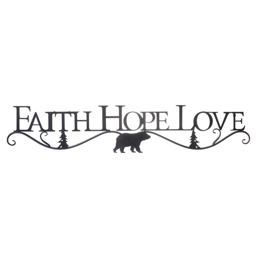 Faith, Hope, Love Metal Bear Wall Hanging