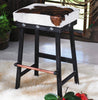Cowhide Iron Barstool w/ Turquoise Conchos - 30 Inch