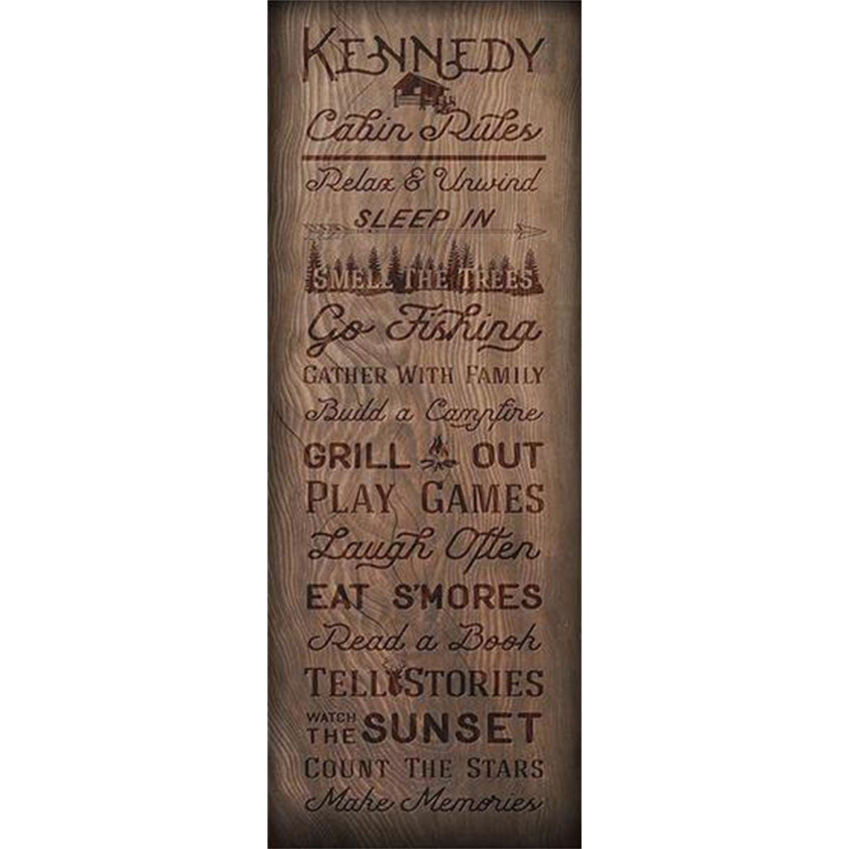 Cabin Rules Personalized Stretched Canvas - Large