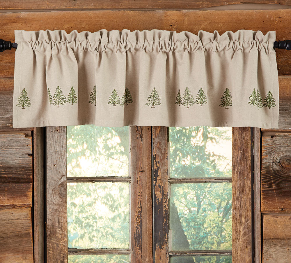 Pine Trees Embroidered Valance