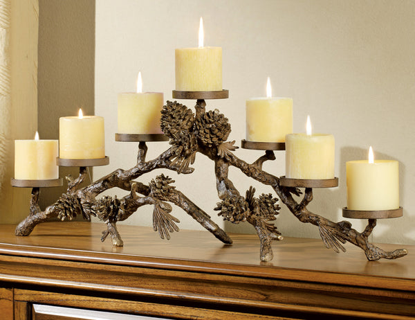 Metal Pinecone Candelabra