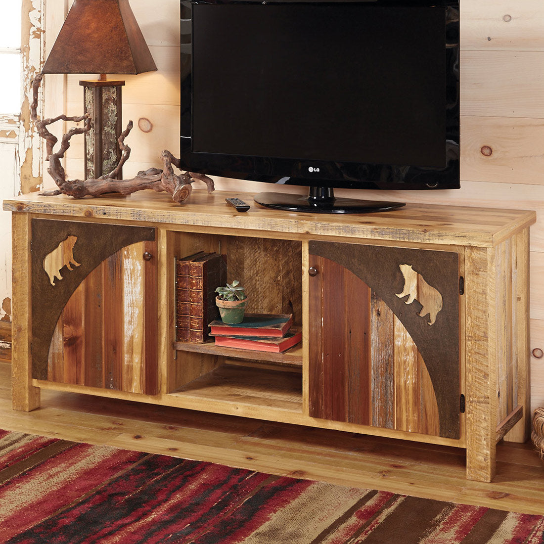 Barnwood Bear TV Stand