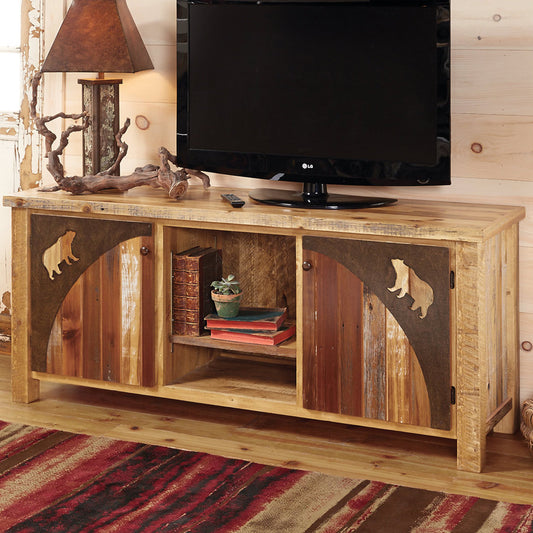 Barnwood Bear TV Stand