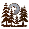 Pine and Moon Metal Wall Hanging