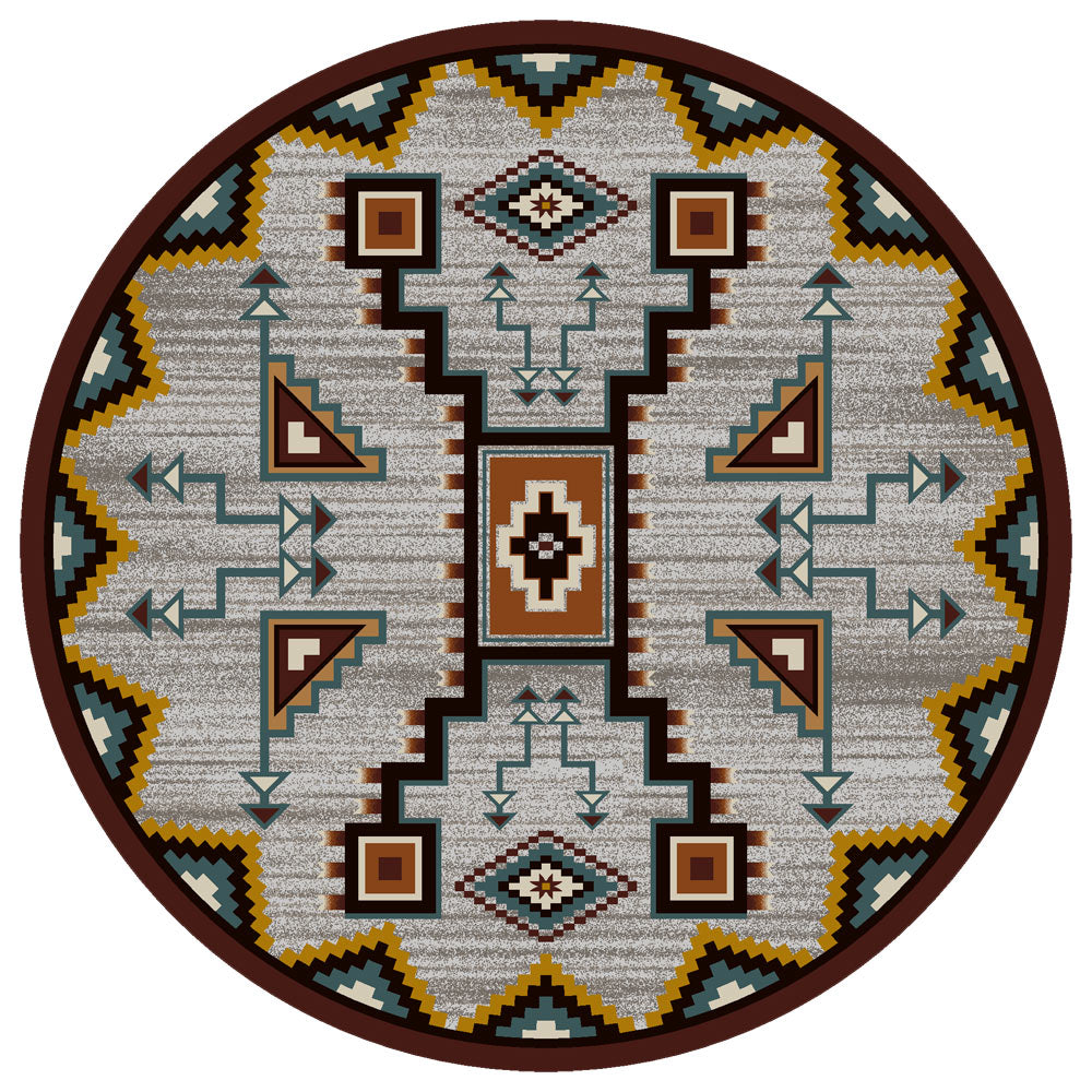 Tribal Rain Turquoise Rug - 8 Ft. Round