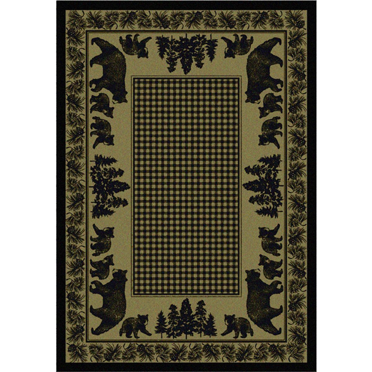Big Sky Bear Family Green Rug - 11 x 13