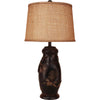 Burnt Sienna Pine Cone Table Lamp- Burlap Shade