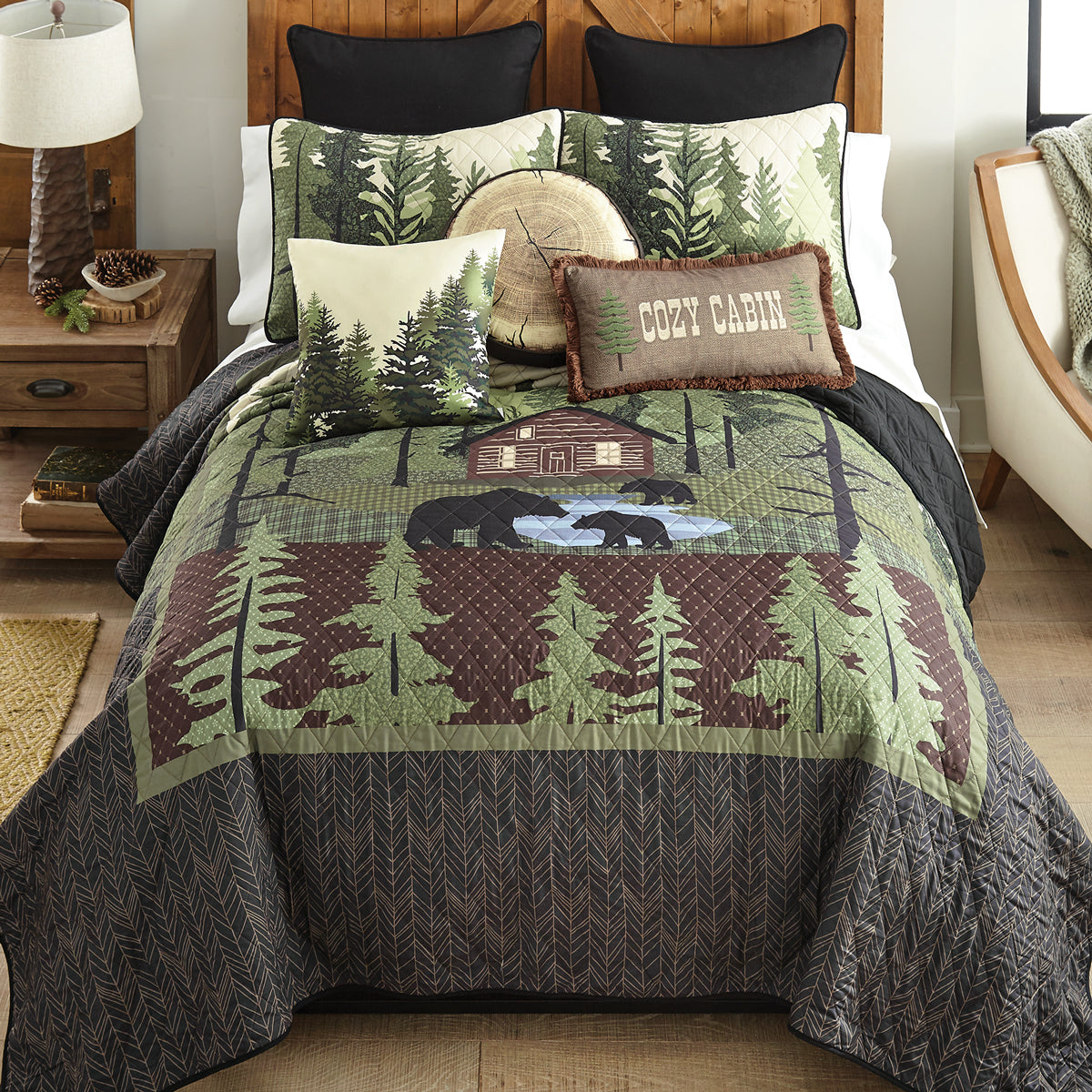 Cedar Haven Bear Quilt Bed Set - King - CLEARANCE