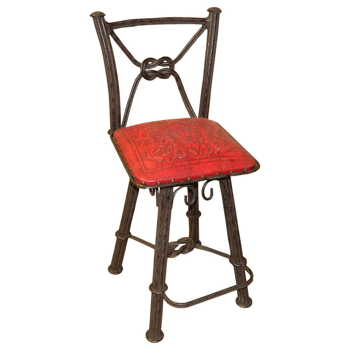 Coronado Iron Barstool with Swivel Back - Colonial Red