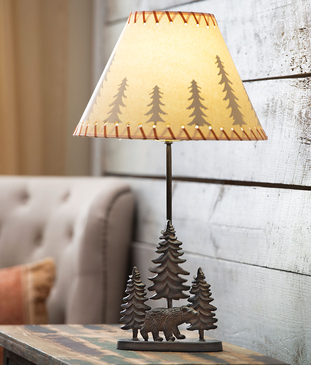 Bear & Trees Metal Table Lamp - SALE