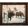 Birch Winter Moose Couple Personalized Framed Canvas - Small