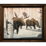 Birch Winter Moose Couple Personalized Framed Canvas - Small