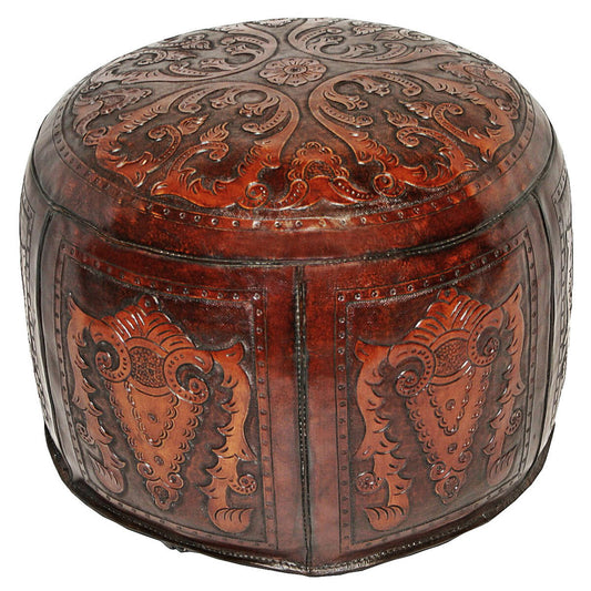 Large Ottoman Round Brown