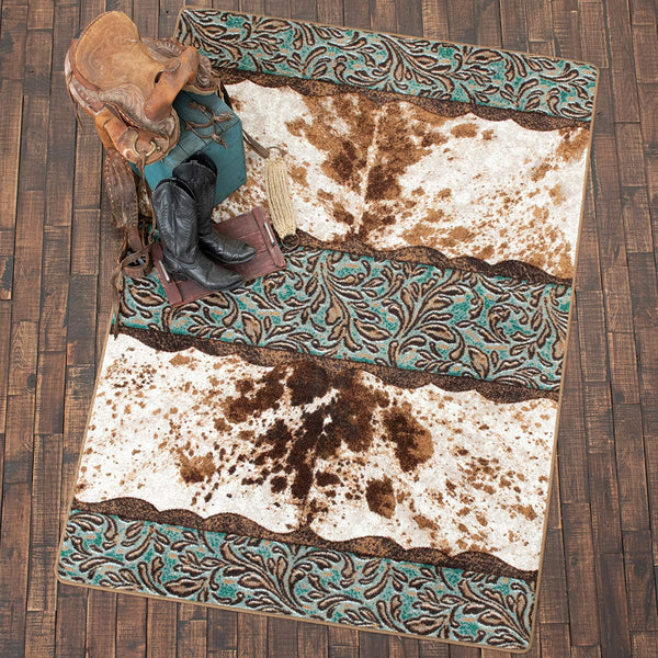 Vaquero Turquoise Cowhide Rug - 8 Ft. Round
