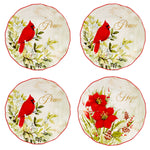 Christmas Cardinal Dessert Plates - Set of 4