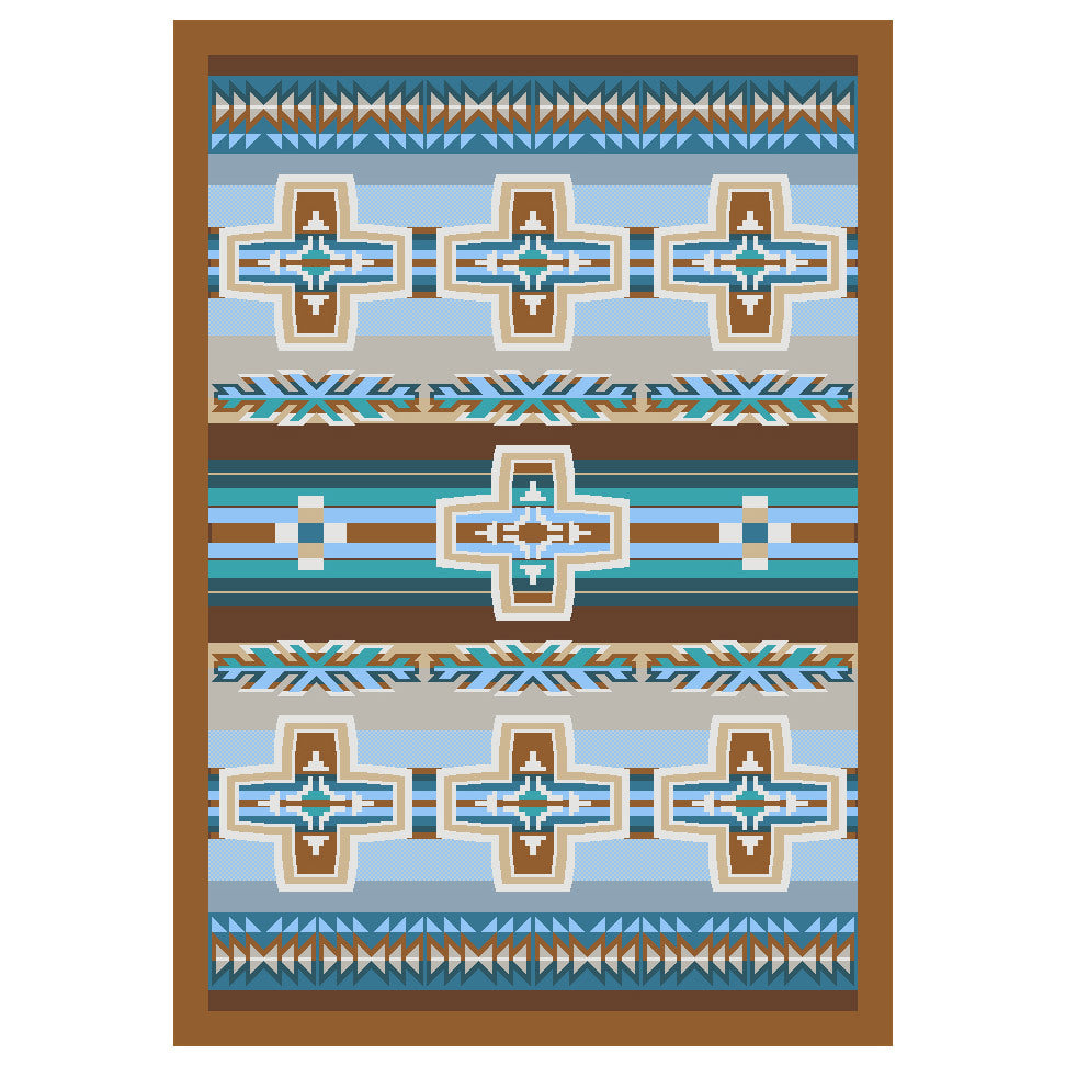 Canyon Cross Blue Rug - 3 x 4