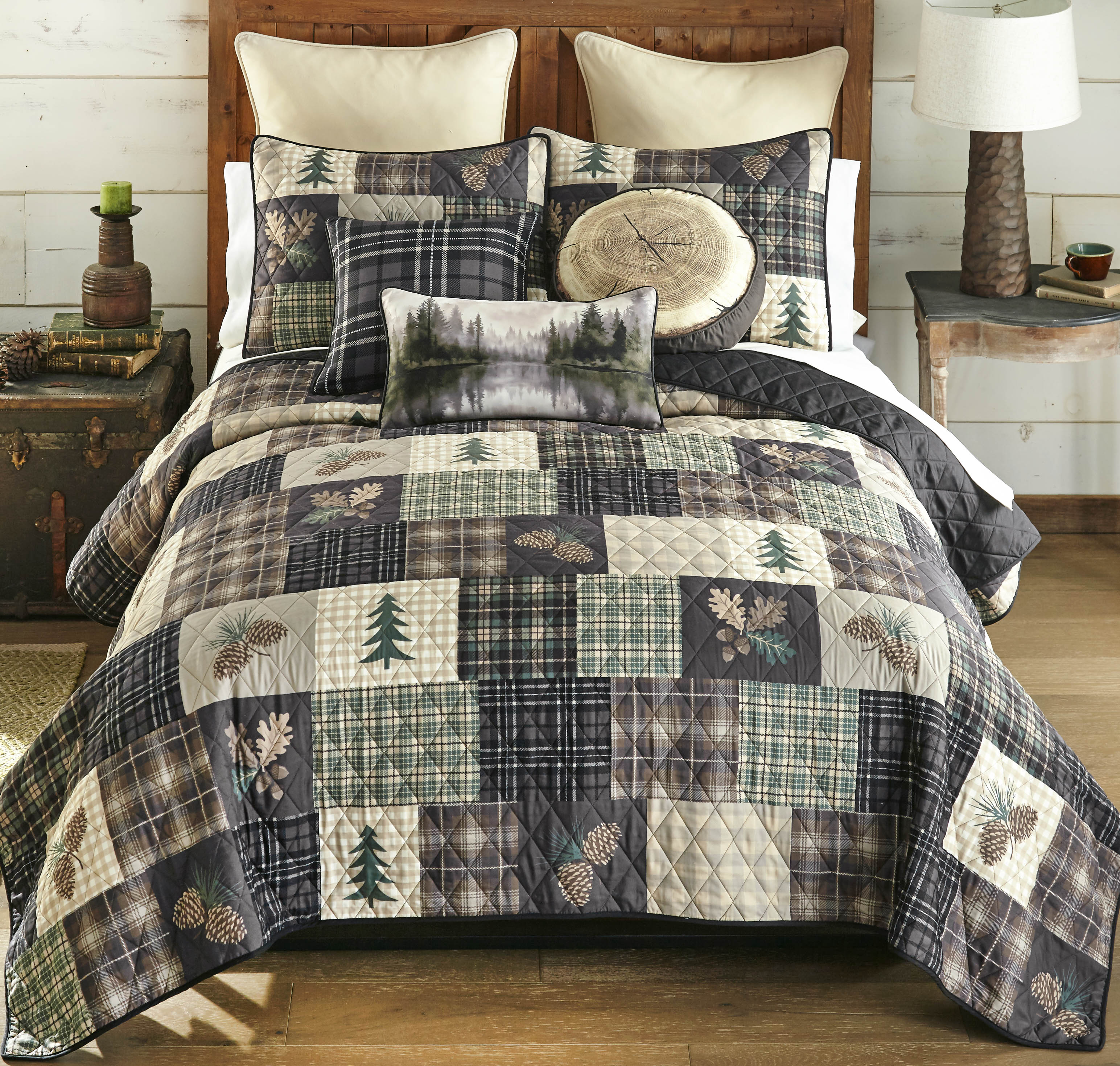 Pinecone Plaid Quilt Bed Set - King