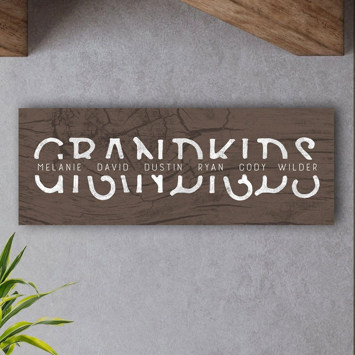 Lodge Grandkids Personalized Stretched Canvas - Large