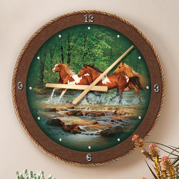 Mustang Creek Horse Wall Clock