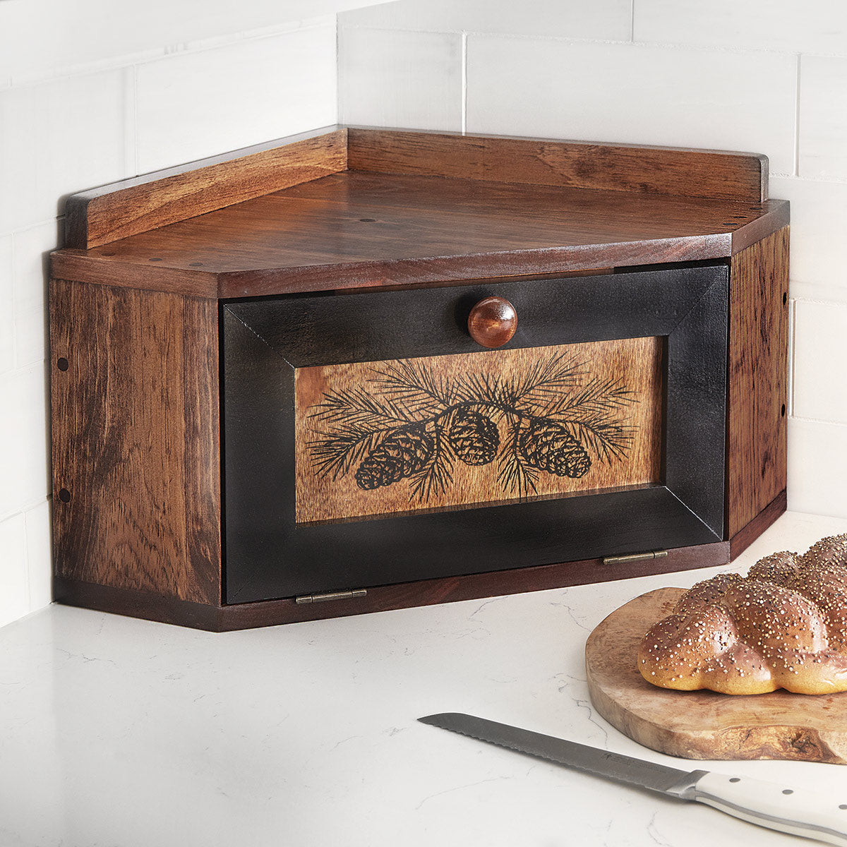 Pinecone Bliss Corner Breadbox