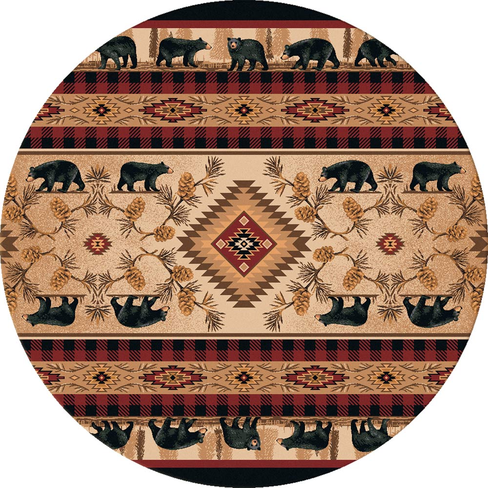 Rustic Bear Parade Rug - 8 Ft. Round