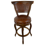 Spanish Heritage Swivel Barstool with Back - Rustic
