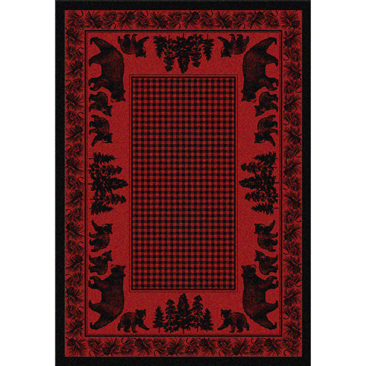 Big Sky Bear Family Red Rug - 11 x 13