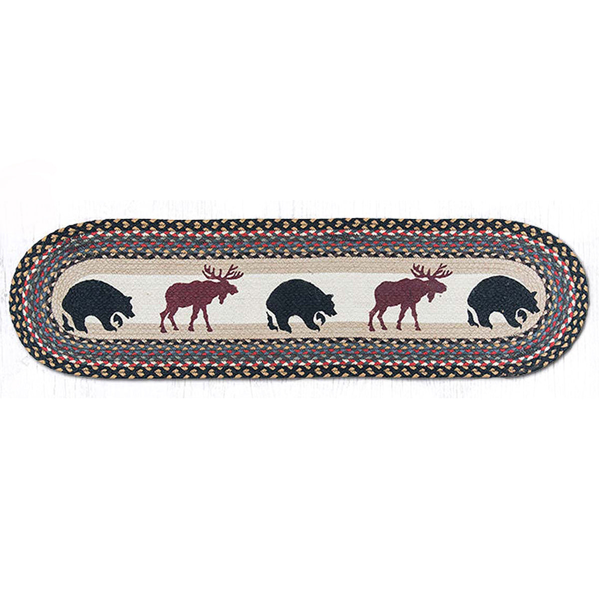 Moose & Bears Oval Table Runner - 48 Inch