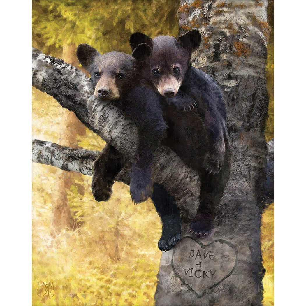 Bear Cub Love Personalized Stretched Canvas - Medium