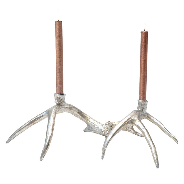 Silver Antler Candlesticks - Set of 2