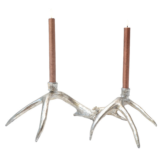 Silver Antler Candlesticks - Set of 2