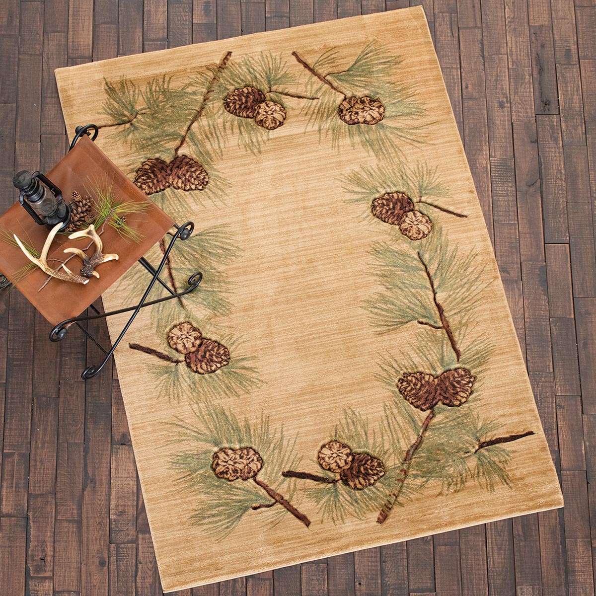 Pinecone & Branch Border Rug - 3 x 7