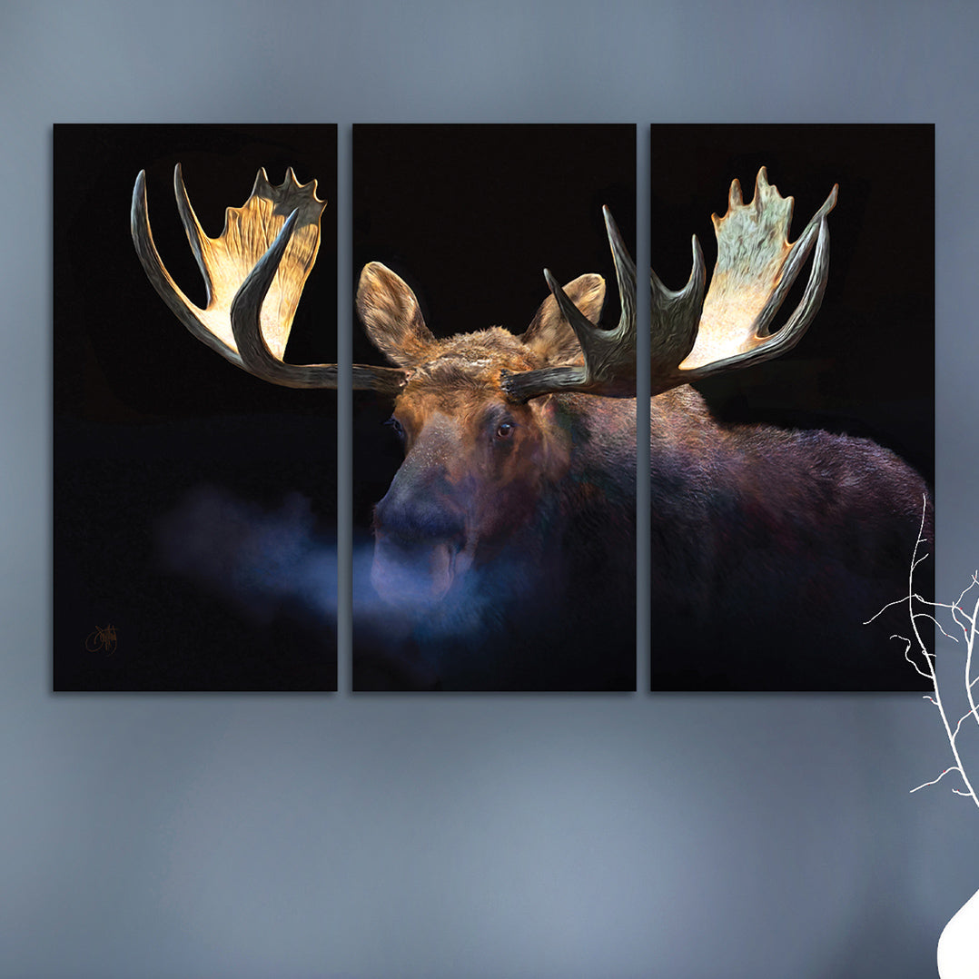 Misty Moose Framed Canvas Triptych