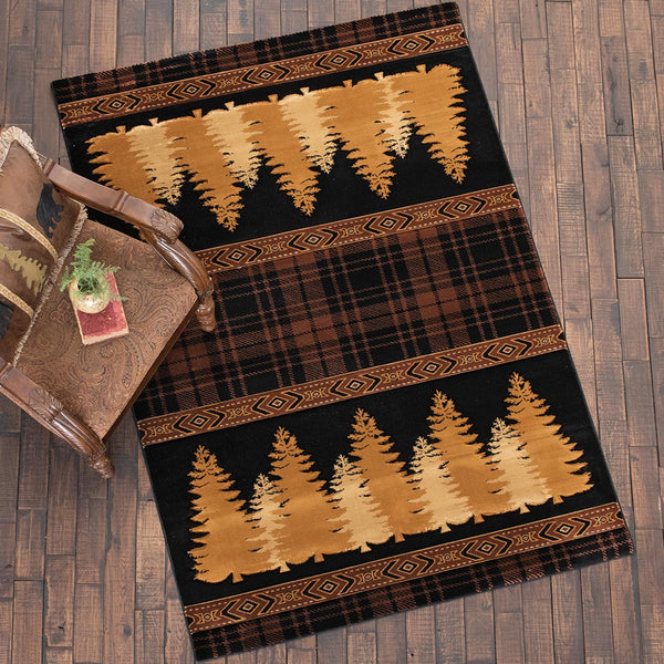 Pine Tree Silhouette Plaid Rug - 3 x 4 - OUT OF STOCK UNTIL 06/10/2026
